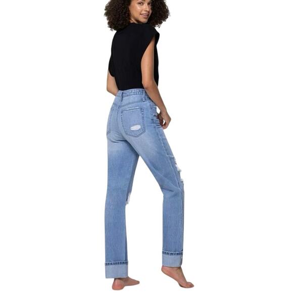 NWT Vervet Alyssa Vintage 90s Straight Denim Jeans Size 27 High Rise Distressed - Picture 2 of 11